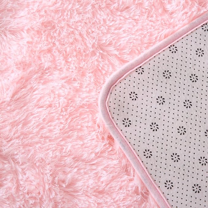 CAIYUECS Light Pink Rug for Bedroom Girls,8x10 Feet Soft Fluffy Shag Area Rugs for Living Room,Large Plush Cute Kids Baby Shaggy Bedside Indoor Floor Carpet for Teen Dorm Room Aesthetic
