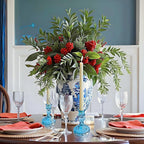 Glass Candlestick Holder,Striped Taper Candle Holders,Set of 6 Candle Stand for Table Centerpieces, Home Decor,Weddings,Festival and Parties (Blue Stripe Pattern)