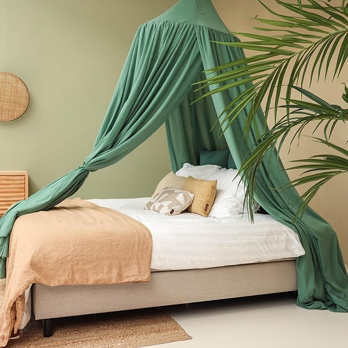 Green Bed Canopy for Queen and King-Sized Beds | Bedroom Decoration for Teens or Adults | Conical Shape Insect Netting | Mosquito Net in Multiple Colors and Sizes