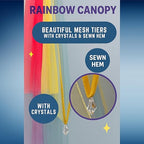 Constructive Playthings - KDK-94 Rainbow Retreat Canopy for Kids, Hanging Multi-Colored Mesh Net for Playroom, Classroom, or Bedroom