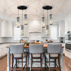 LMQNINE 3 Light Black Pendant Lighting Modern Pendant Light, Mini Crystal Chandeliers,Adjustable Pendant Light Fixture for Kitchen Island Dinning Room Bedroom (Black 3-Light)