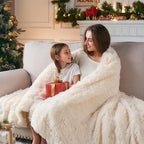 GONAAP Fuzzy Faux Fur Throw Blanket Twin Size Ivory Super Soft Cozy Plush Fuzzy Shaggy Blanket for Couch Sofa Bed (Ivory, Twin(60"x80"))
