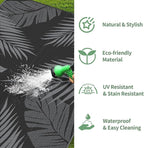 GENIMO Outdoor Rug 2.5' x 8' Waterproof for Patios Clearance, Reversible Outdoor Plastic Straw Camping Rug Carpet, Large Area Rugs Mats for RV, Camper, Deck, Balcony, Porch, Beach, Picnic, Black&Grey