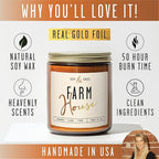 Fall Candles - 'Farmhouse' Autumn Scented Soy Candles for Home, w/Cinnamon, Clove & Pine I Infused with Essential Oils I Farmhouse Décor, 9oz Reusable Jar, 50Hr Burn, Made in USA