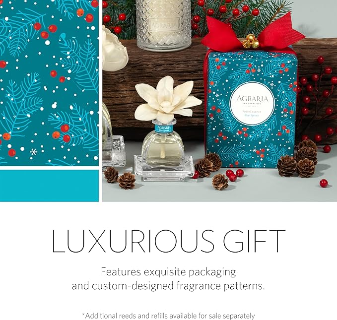 Agraria PetiteEssence Flower and Reed Diffuser Set, 1.7 oz, Handcrafted Sola Flower Botanical Scent Diffuser for Home, Scented Oil Gift Set