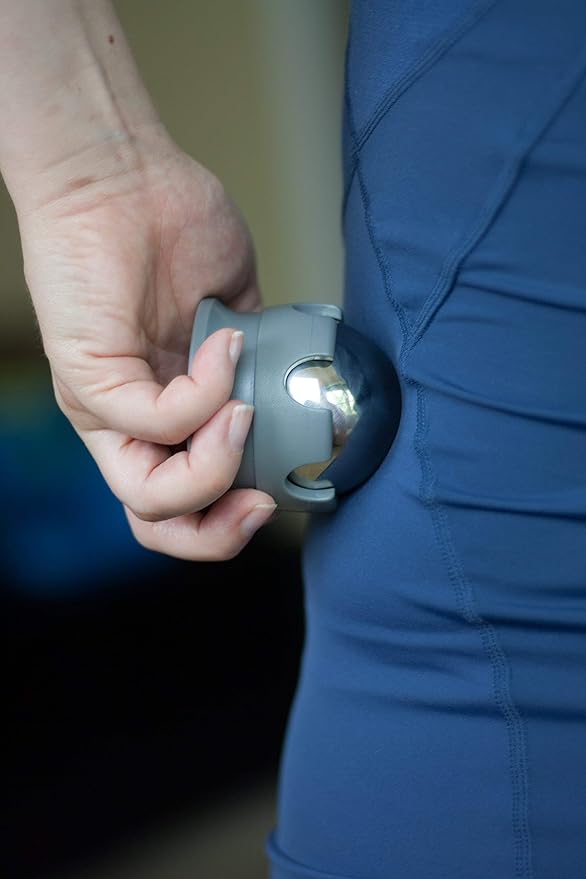 Cestari Stainless Steel Ice Hot Cold Roller for Pain Relief, Foot Massage Ball with Silicone Holder, HSA Muscle Roller, Gray