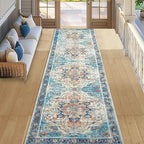 Topllen Runner Rug - 2'x10' Boho Washable Kitchen Rug, Non-Slip Soft Low Pile Rugs Indoor for Hallway Hall Living Room Bedroom Sunroom, Vintage Throw Stair Carpet Stain Resistance (Multi, 2x10ft)