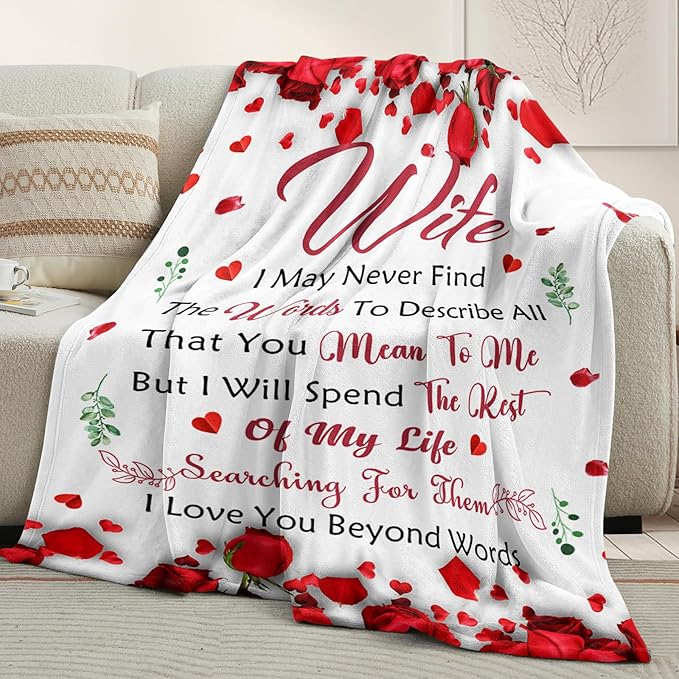 Gifts for Wife from Husband - Anniversary Wedding Gifts for Women - Wife Christmas & Birthday Gift Ideas - Romantic I Love You Gift for her - Valentines Present for Her - to My Wife's Blanket 60"x80"