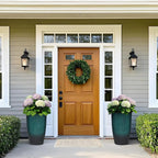 Tall Outdoor Planters, Set of 2 Large Flower Pots for Outdoor Plants, with Gradient Turquoise Finish, Weather-Resistant for Porch, Garden, Patio