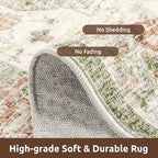 AMOAMI-Area Rug 6X9 Rugs for Living Room-Vintage Soft Green Rugs for Bedroom-Non Slip Carpet-Machine Washable Rug for Dining Room Living Room Bedroom Office Under Table