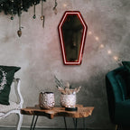 Kavaas Neon Coffin Mirror 16.9" x 9.6", Gothic LED Light Mirror Sign for Gothic Room Decor, Living Room, Bedroom, Bar - Best Gifts for Goth Lovers, Halloween Neon Signs Wall Art, Christmas