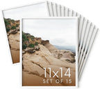 HAUS AND HUES 11x14 White Metal Picture Frames - Features Premium Aluminum, Vertical & Horizontal Hang, Shatterproof Plexiglass - Perfect for Home, Room, Office (11x14 in, White, Set of 15)