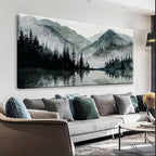 TAIJXAGSG Canvas Art Wall Decor Paintings Art Prints Modern Wall Art For Living Room Decorations Mountain Lake View Landscape Artwork Wall Bedroom Kitchen Office Home Wall Decor Artwork 24"×48"