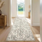 Topllen Runner Rug - 2'6" x8'Boho Washable Kitchen Rug, Non-Slip Soft Low Pile Rugs Indoor for Hallway Hall Living Room Bedroom Sunroom, Vintage Throw Stair Carpet Stain Resistance (Black, 2.5x8ft)