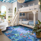 LIVEBOX Washable Bedroom Rug 8x10 Under Bed, Modern Stain Resistant Botanical Rug for Living Room Playroom Kids Boy Room, Non-Slip Jungle Forest Print Rugs for Nursery Baby