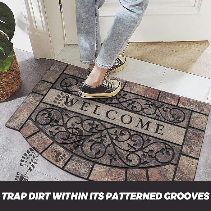 Thick Welcome Mats Outdoor, 24 * 36" Large Front Door Mat Entrance, Durable Welcome Mat for Front Door, Heavy Duty No Slip Rubber Outdoor Mats for Home Entrance