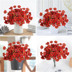 Krissing 48 Bundles Outdoor Artificial Flowers UV Resistant Fake Silk Flowers Faux Plastic Plants Outside Garden Porch Window Box Summer Decoration (Red)
