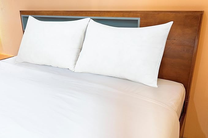 ROYALE LINENS Pillows Standard Size Set of 2 - Bed Pillows for Sleeping - Sleeping Pillow for Back, Stomach & Side Sleepers - Down Alternative Standard Pillow - Hotel Quality (20x26 Inches,Pack of 2)