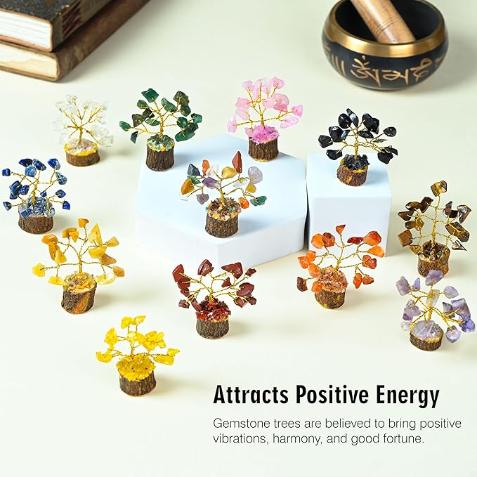 Crocon 12 Crystal Tree of Life Return Gifts Birthday Gifts for Women Chakra Healing Crystals & Stones for Positive Energy Good Luck Home and Office Decor Party Favor Gift for Mom & Dad Housewarming