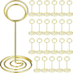 TecUnite 48 Pieces 3.35 Inch Table Number Holder Place Card Photo Holder Picture Name Menu Clips Memo Cards Stand for Wedding Reception Anniversary Birthday Party Centerpieces (Gold)