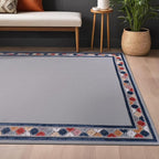 Beverly Rug Outdoor Rug 6x9 Modern Bordered Area Rugs for Indoor and Outdoor Patio Easy to Clean Non Shedding Living Room Porch Garden Washable Outside Carpet (6 x 9 Gray)