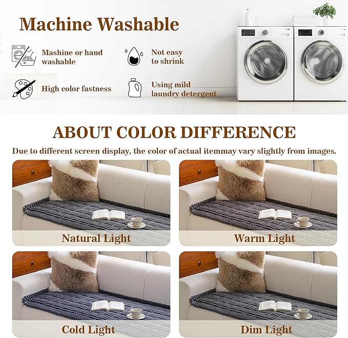 MYSKY HOME Couch Covers for 2 Cushion Sofa, Couch Cover for Dogs, Sofa Covers for Pets Washable, Soft Non-Slip Sofa Slipcovers, Loveseat Couch Covers, Furniture Protector, Dark Grey, 27.6" x 59"