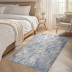 Tortania Washable 3x5 Area Rug - Modern Abstract Neutral Rugs Indoor Soft Thin Mat Non Slip Carpet for Entrance Front Door Living Room Bedroom Home Floor Decoration - Blue Grey