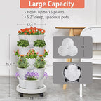 VECELO 5 Tier Vertical Garden Planter, Self Watering Stackable Planters with Wheels for Strawberries, Herbs, Flowers, Vegetables, White