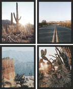 SIGNWIN Framed Cactus Desert Landscape Wall Art, Set of 4 Southwest Texas Arizona Saguaro Wall Decor Prints, Nature Wilderness Wall Décor for Living Room, Bedroom Black - 12"x16" Black
