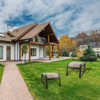 Outdoor Patio Footstools Aluminum Outdoor Ottomans Footrest Small Seating Wicker Furniture Patio Ottoman 2 Pieces Brown