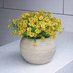 Yellow Artificial Outdoor Flowers 12 Bundles Fake Daisy Faux Mums Fall Plants Cheerful Weatherproof Floral Arrangements Decoration for Outside Landscaping Decor (Yellow Daisy)