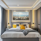 PHAOHUAXM Large Canvas Printing Artworks Mural Wall Decor For Living Room Wall Art For Bedroom Office Decor Blue Ocean Paintings Flowers Watercolour Wall Pictures Home Decor Wood Framed 30x60 In