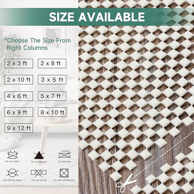 BALEINE Non Slip Rug Pad Rug Gripper for Hardwood Floors, Extra Thick Non Slip Mat Under Carpet (2'x3')