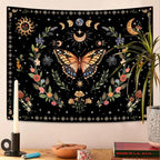 Lunerfex Boho Butterfly Tapestry Flower Moon Wall Tapestry, Moon Phases Tapestries for Bedroom Cute Tapestries Wall Hanging for Bedroom Living Room Decor Butterfly-1 60"x80"