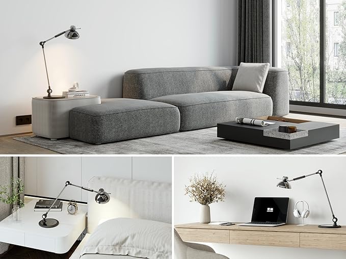 OTUS Desk Lamp Gesture Control with Adjustable Swing Arm, Brass Desk Lamps for Home Office, 12 Brightness, 3 Color Modes, Memory, Eye Care Tall Table Light