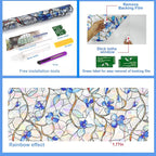 Window Privacy Film Stained Glass Decorative Static Clings Rainbow Window Tint for Home Room Decor Bathroom Door Car Stickers with Iridescent Effect, Removable(Blue Violet Botanical)