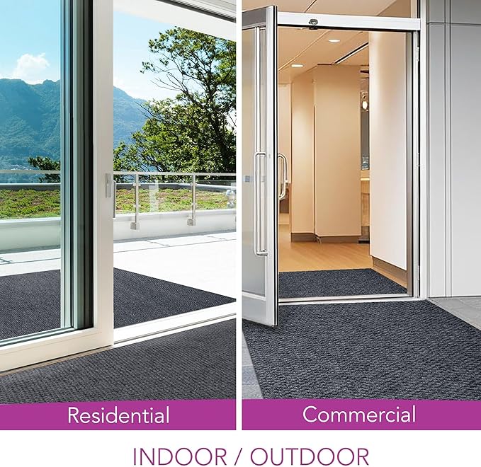 iCustomRug Hallway Runner Rug – 3x9ft Charcoal, Indoor/Outdoor, Non-Slip Rubber Backing, Low-Profile All-Weather Carpet, Non-Shedding & Easy Care, Entryway Mat Ideal for High Traffic Areas