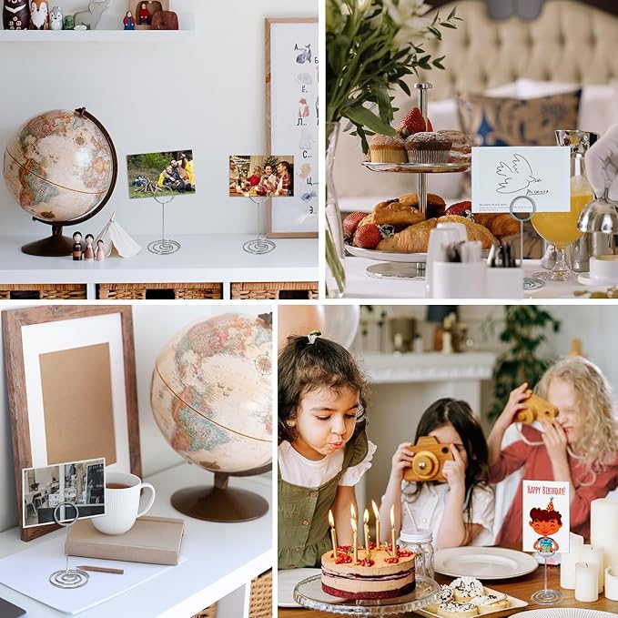 Table Number Holders 20Packs - 3.35 Inch Table Number Stands Place Card Holder for Wedding Party Graduation Reception Restaurant Home Photo Picture Office Memo (Silver, 3.35")