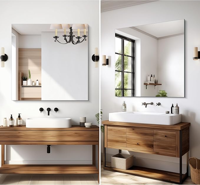 Frameless Mirror, 36x36 inch Square Bathroom Mirrors for Wall, Upgraded Shatterproof Vanity Mirror Over Sink with Polished Edge for Bathroom,Bedroom,Living Room and Entryway