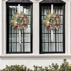 WANNA-CUL 24 Inch Spring Peony Wreaths for Front Door,Succulent Summer Wreath with Pink Peony Floral, Spring Front Door Decor with Succulent Arrangement Decoration