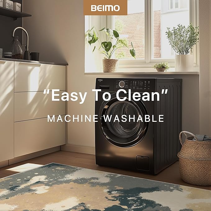 Area Rugs 8x10 for Living Room Bedroom, Modern Splash Abstract Machine Washable Rug, Large Soft Low Pile Floor Cover with Non Slip Backing for Dining Room, Cream/Gray/Brown