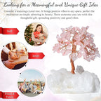 Rose Quartz Crystal Tree with White Aura Base Tree of Life Decor for Shelf, Bedroom, Birthday Gifts for Women, Sister Gift, Birthday Gifts for Mom, Cute Home Office Decor Housewarming Present