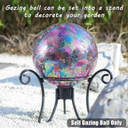 VCUTEKA Gazing Ball, Iridescent Crackled Glass Mosaic Gazing Balls Sphere for Garden Lawn Outdoor Ornament Yard Decorative, 10-Inch, Purple