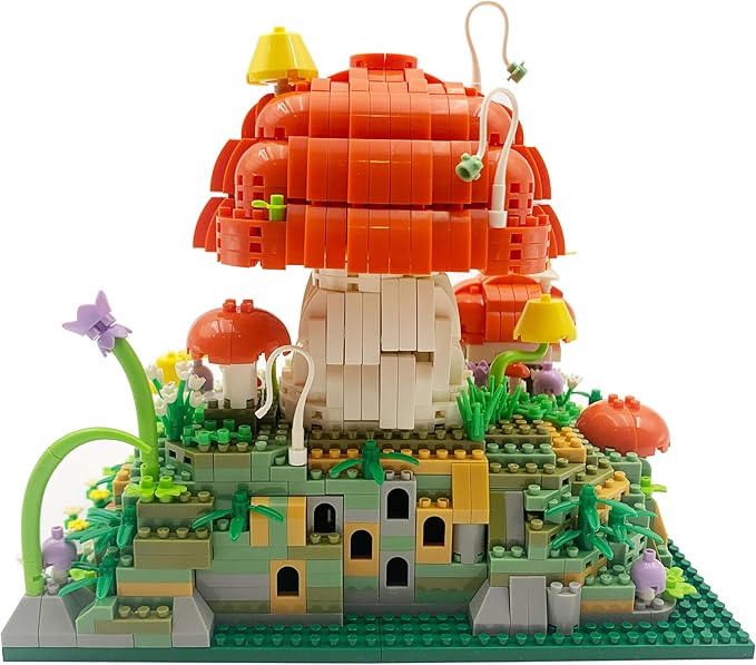 Mushroom House Micro Building Blocks，2798 PCS Mini Flower House Architecture Building Set for Adults Teens，Garden House Buiding Toy with Small Animal Models，Creative Collectible Gifts for 14+