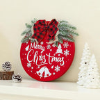 HOMCDALY Merry Christmas Welcome Sign for Front Door, Red X-mas Sign with Light, Holiday Door Decoration Wooden Hanging Sign, Christmas Decoration, Wall Art, Wall Decor(Red)
