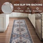 Runner 2x6 Runners for Hallways Runner-Rugs for Bedroom Soft Kitchen Machine Washable Vintage Oriental Floral Medallion Laundry Rug Non Slip Blue Rust