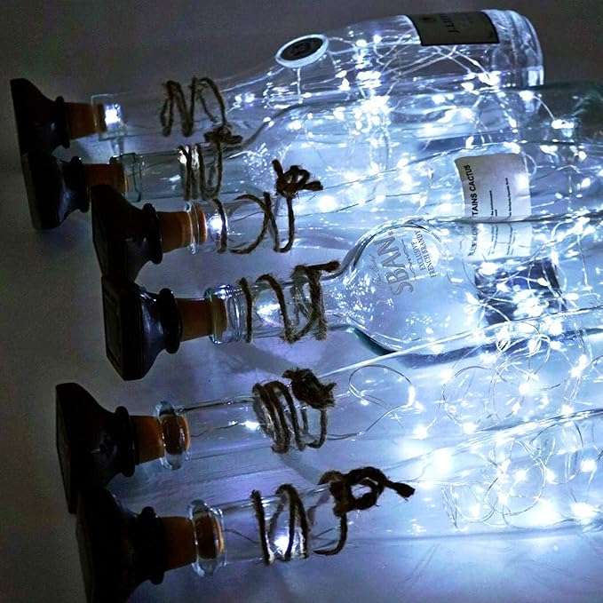YJFWAL Upgraded 12 Pack Solar Wine Bottle Lights, 20 LEDs Waterproof Copper Light, Bottle Light Fairy Cork String Lights for Yard Patio Decor, DIY Birthday Gift for Mom Grandma Girlfriend(Cool White)