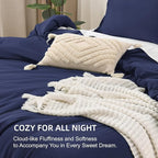 Litanika Comforters Navy Blue Oversized King Size, 3 Pieces Lightweight Solid Bedding Set & Collections, All Season Fluffy Bed Set (120x98In Comforter & 2 Pillowcases)