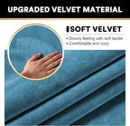 PrinceDeco Velvet Sectional Couch Covers, 4 Pieces, L Shape, Blue, 3 Seater + 1 Chaise