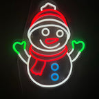 Christmas Neon Sign Cartoon Snowman Christmas Neon Light Sign Christmas LED Signs for Wall Light Up Signs for Home Party